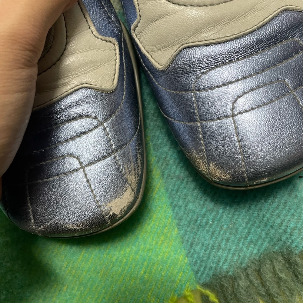 Prada Sport SS2000 technical cut-out slip-on trainers in a metallic blue/silver - Picture 5 of 9